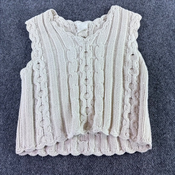 Old Navy Sweaters - Old Navy Sweater Vest Womens S Cream Silk Cotton Cable Knit Vintage 90s Boxy Y2K